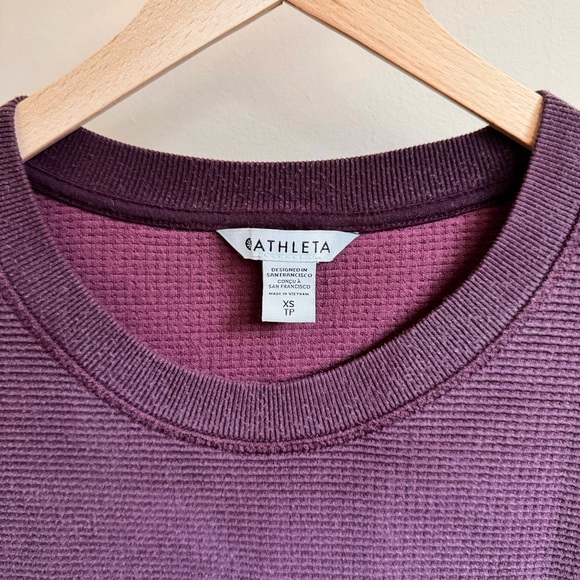 Burgundy Athleta Coaster Luxe Waffle Sweatshirt - Picture 3 of 7